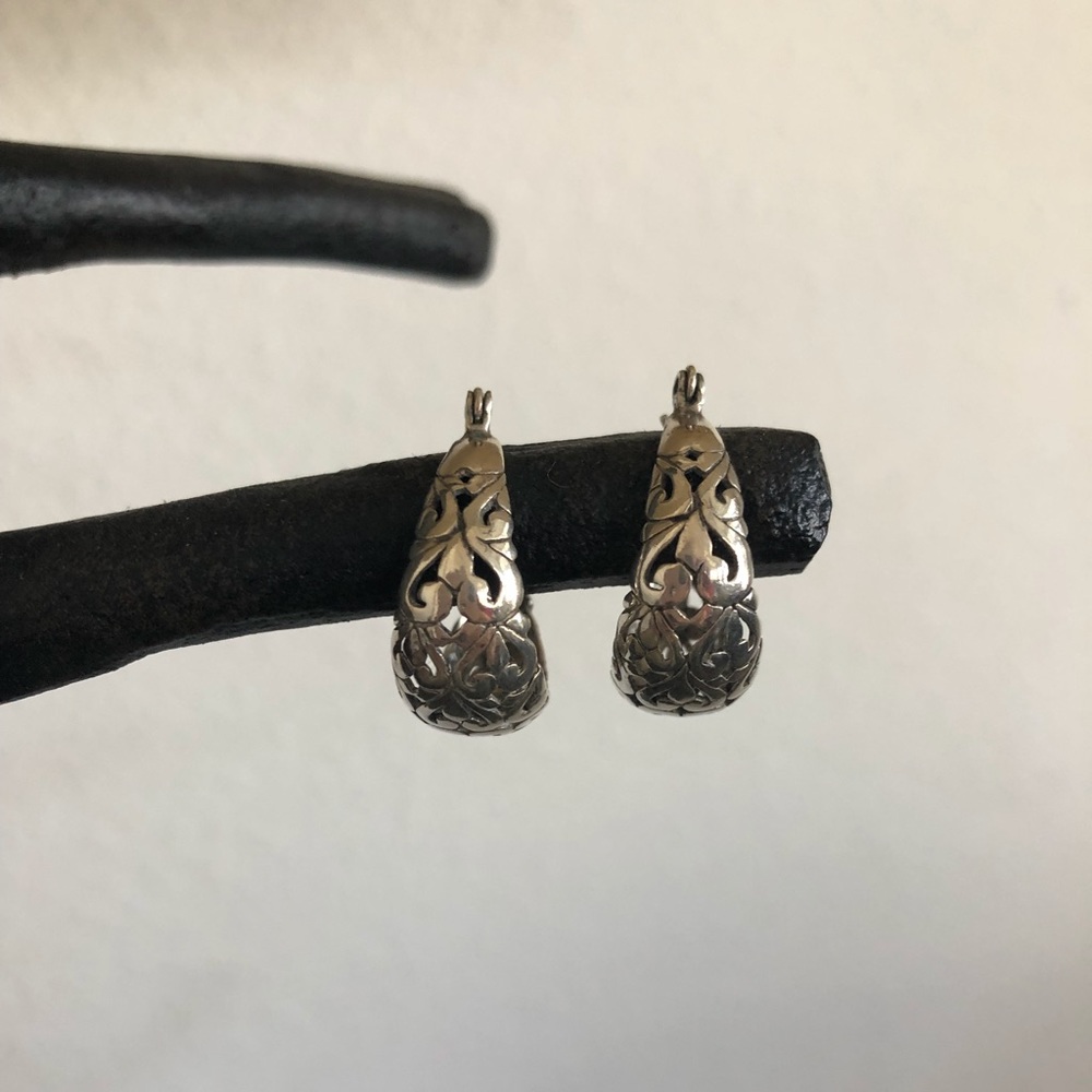 Beautiful Hoop with Design Sterling Earrings